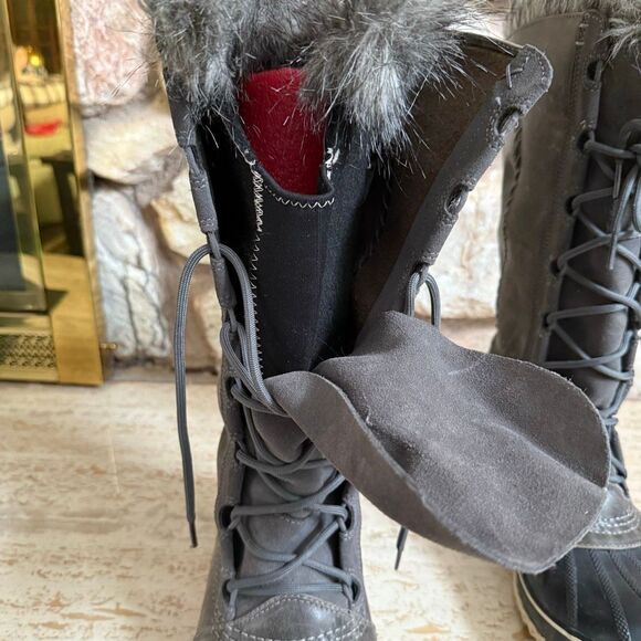 Sorel Cate the Great women’s lace up faux fur boots winter wear cozy outdoors - Picture 12 of 16